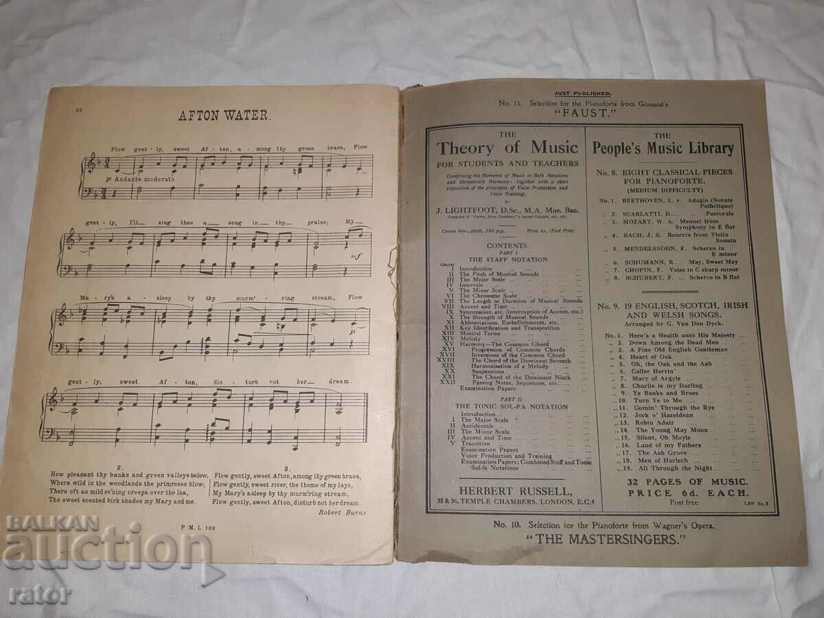 Old scores, sheet music, schools, sheet music, SONGS ENGLAND - 6 Old scores, sheet music, schools, sheet music, SONGS ENGLAND - 6