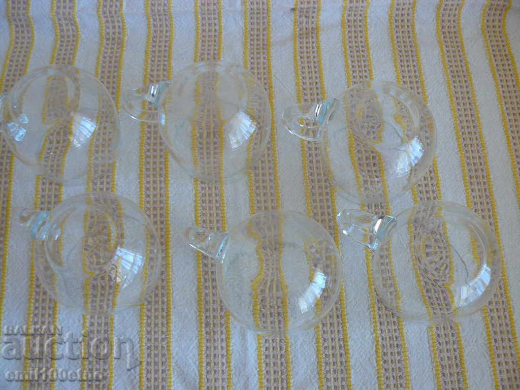 Service 6 cups for punch engraved glass - 5 Service 6 cups for punch engraved glass - 5