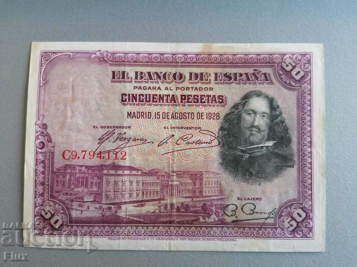 Bancnota - Spania - 50 pesetas | 1928