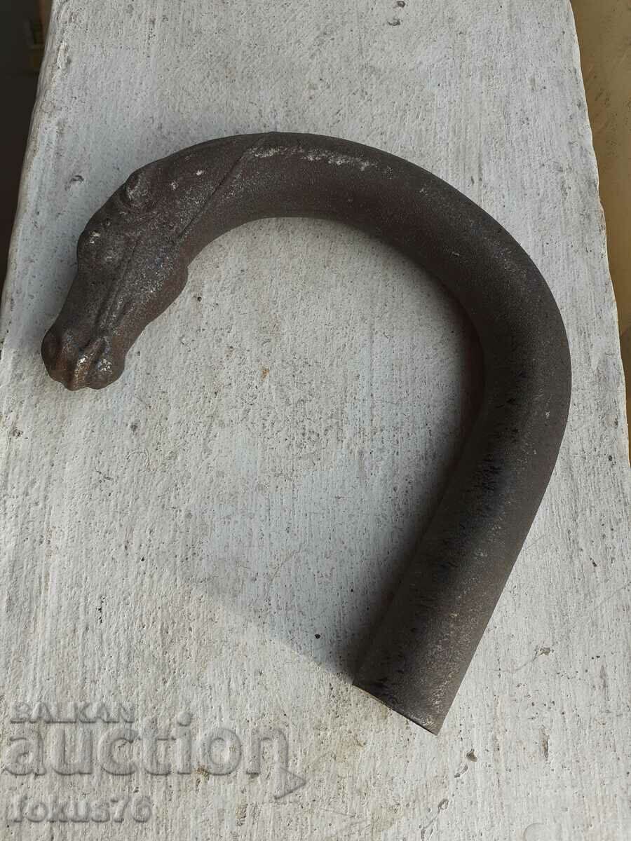 Old metal horse head cane handle