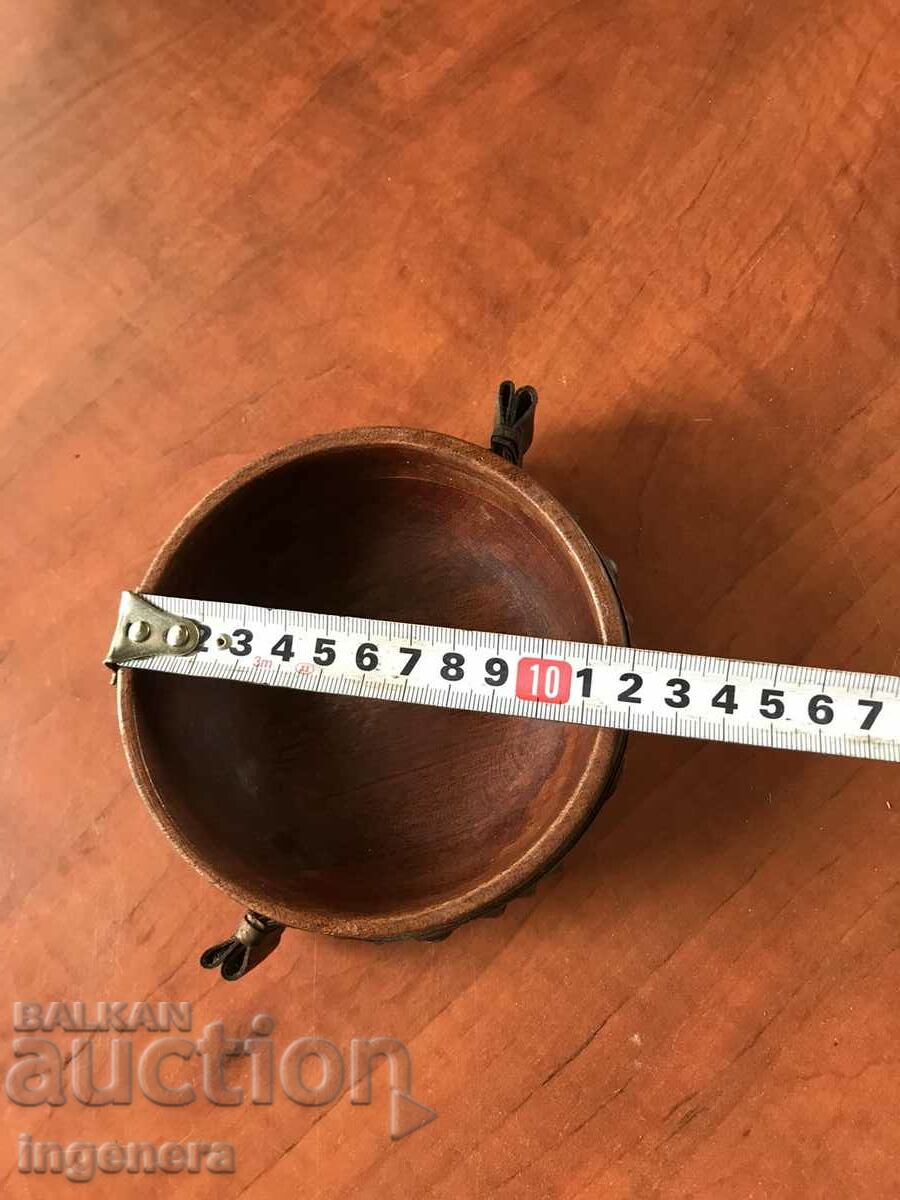 BOWL NUTS CANDY WOOD AND LEATHER with price 8.00 BGN | € 4.09