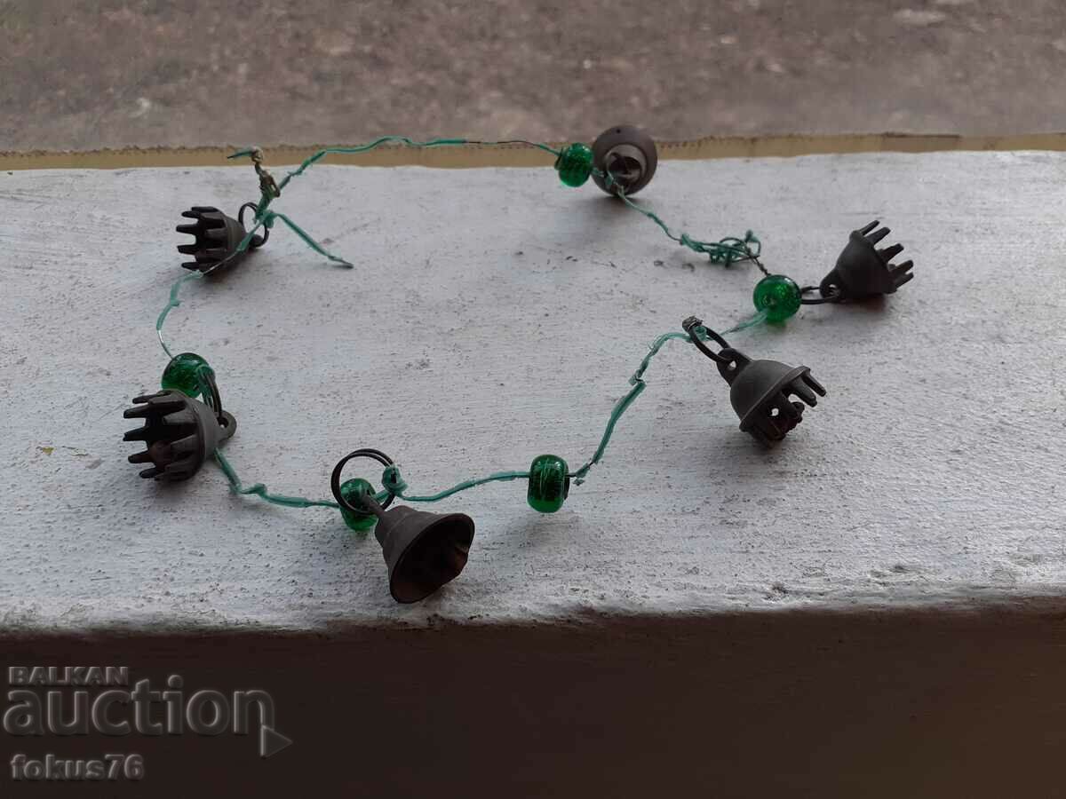 Old ornament with bronze bells and green glass tied with wire with price 65.00 BGN | € 33.23