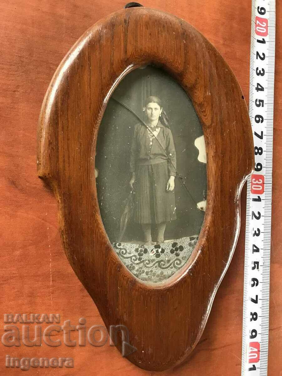 OLD PORTRAIT PHOTO WITH UNIQUE FRAME ANTIQUE WOOD with price 35.00 BGN | € 17.90