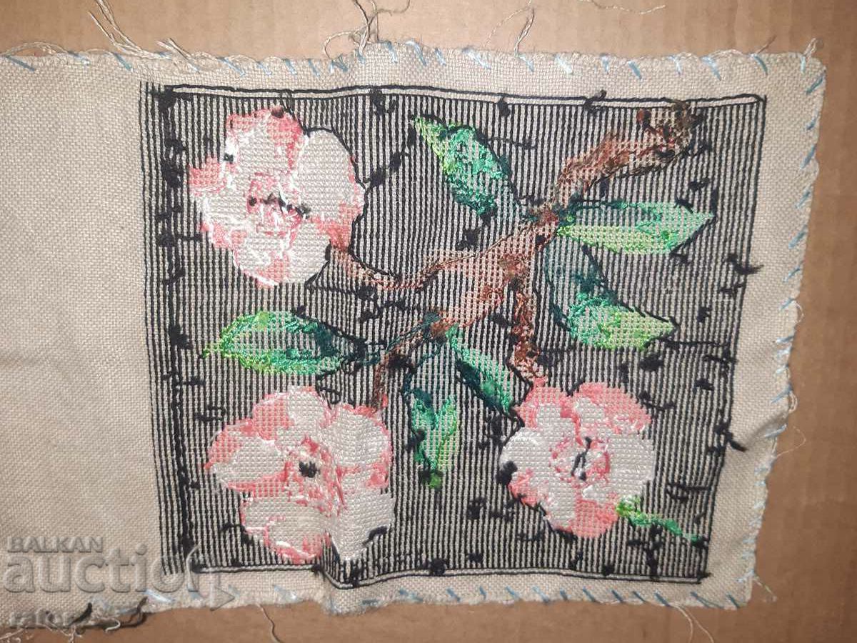 Delivery of Old hand-sewn tapestry - flowers Delivery of Old hand-sewn tapestry - flowers