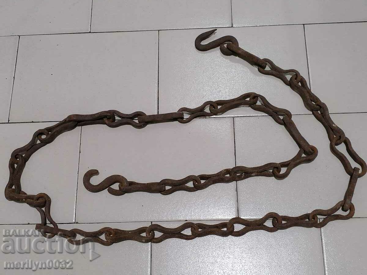 Old forged chain with hook 2.50 meters chain link chain with price 71.00 BGN | € 36.30 Old forged chain with hook 2.50 meters chain link chain with price 71.00 BGN | € 36.30