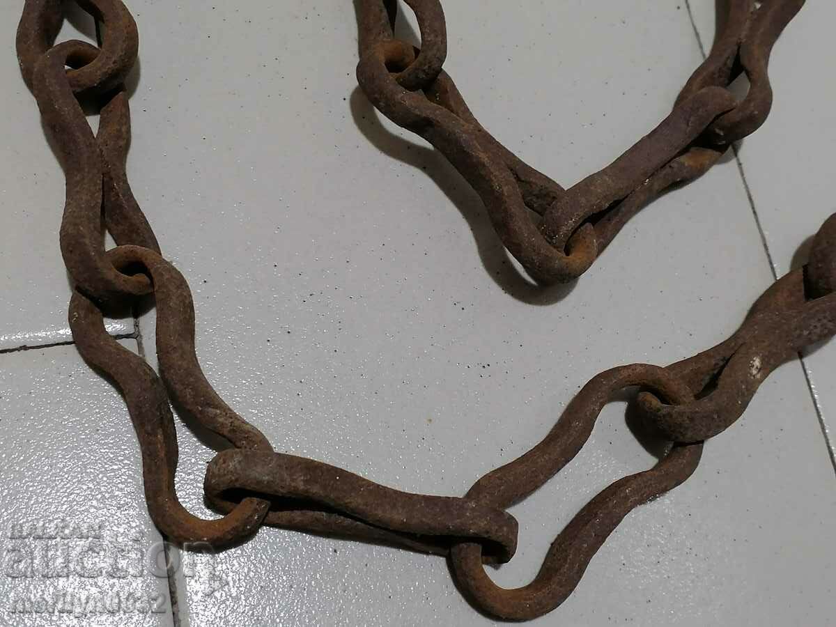 Auction Old forged chain with hook 2.50 meters chain link chain Auction Old forged chain with hook 2.50 meters chain link chain