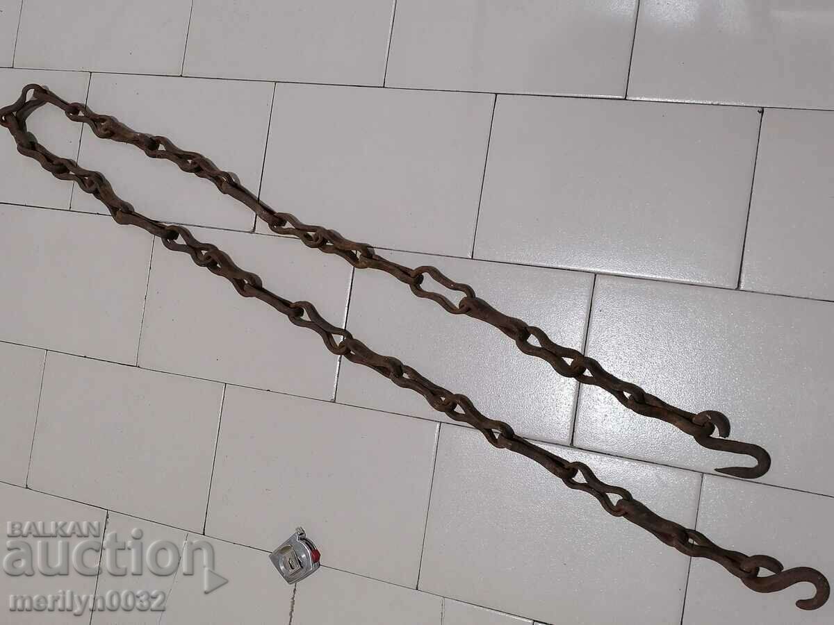 Old forged chain with hook 2.50 meters chain link chain - 5 Old forged chain with hook 2.50 meters chain link chain - 5