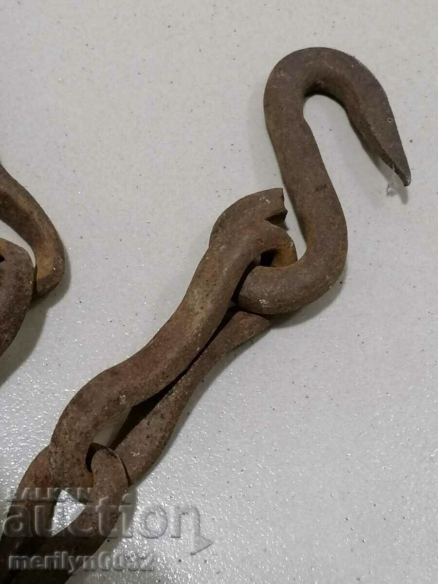 Old forged chain with hook 2.50 meters chain link chain - 7 Old forged chain with hook 2.50 meters chain link chain - 7