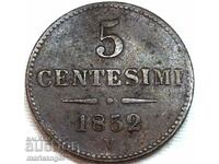 5 centesimi1852 Αυστρία για Ιταλία V - Βενετία - αρκετά σπάνια