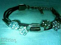 leather bracelet with crystals