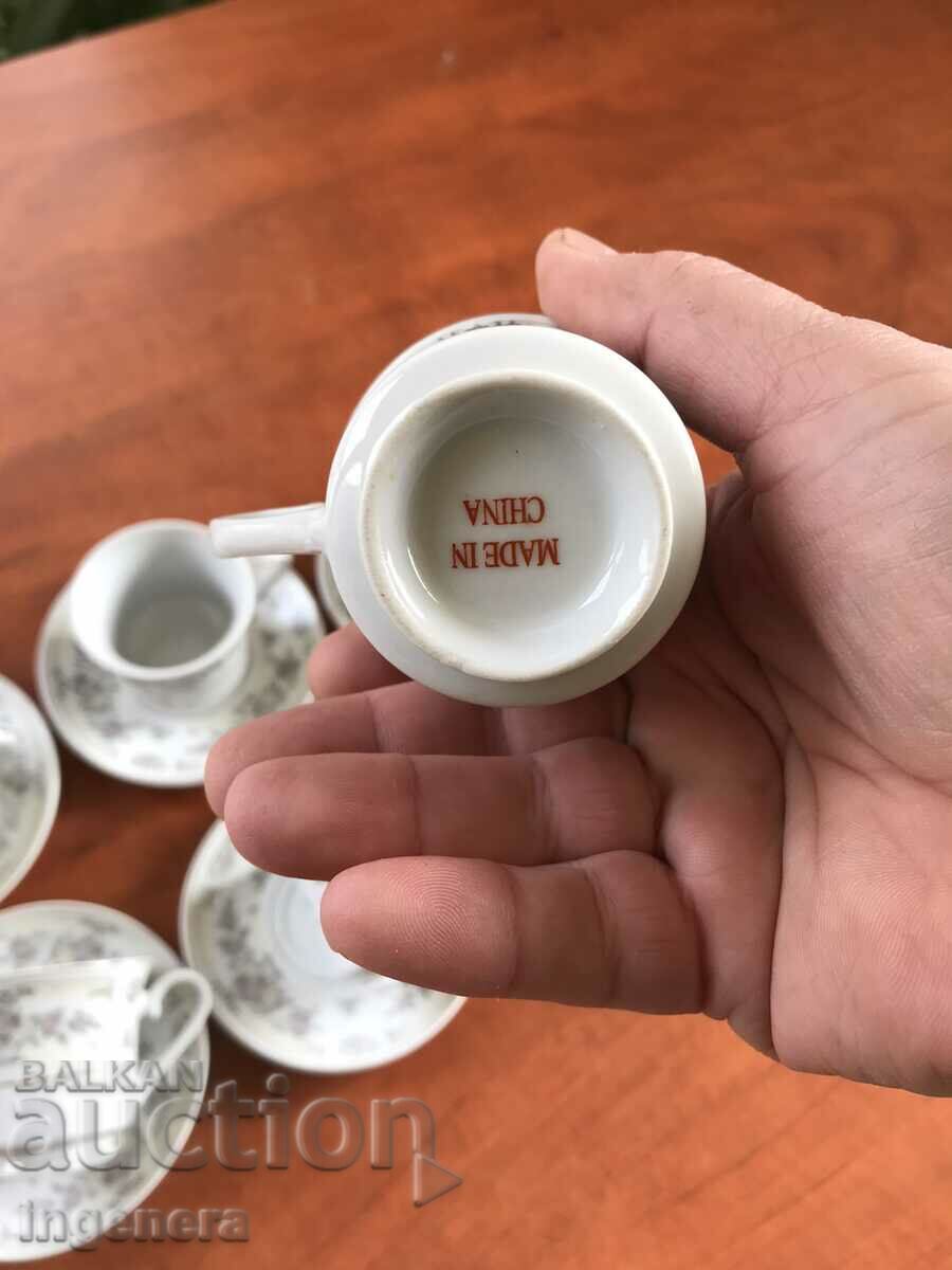 PORCELAIN COFFEE SERVICE - 6 PORCELAIN COFFEE SERVICE - 6