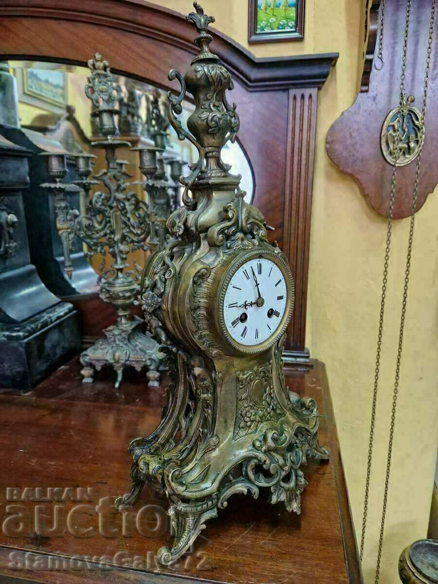 Beautiful large antique French bronze mantel clock - 5 Beautiful large antique French bronze mantel clock - 5
