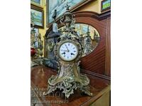 Beautiful large antique French bronze mantel clock