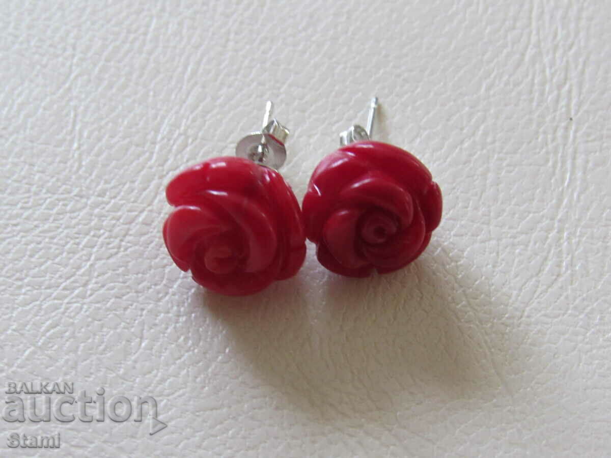Coral rose earrings, new - 5 Coral rose earrings, new - 5