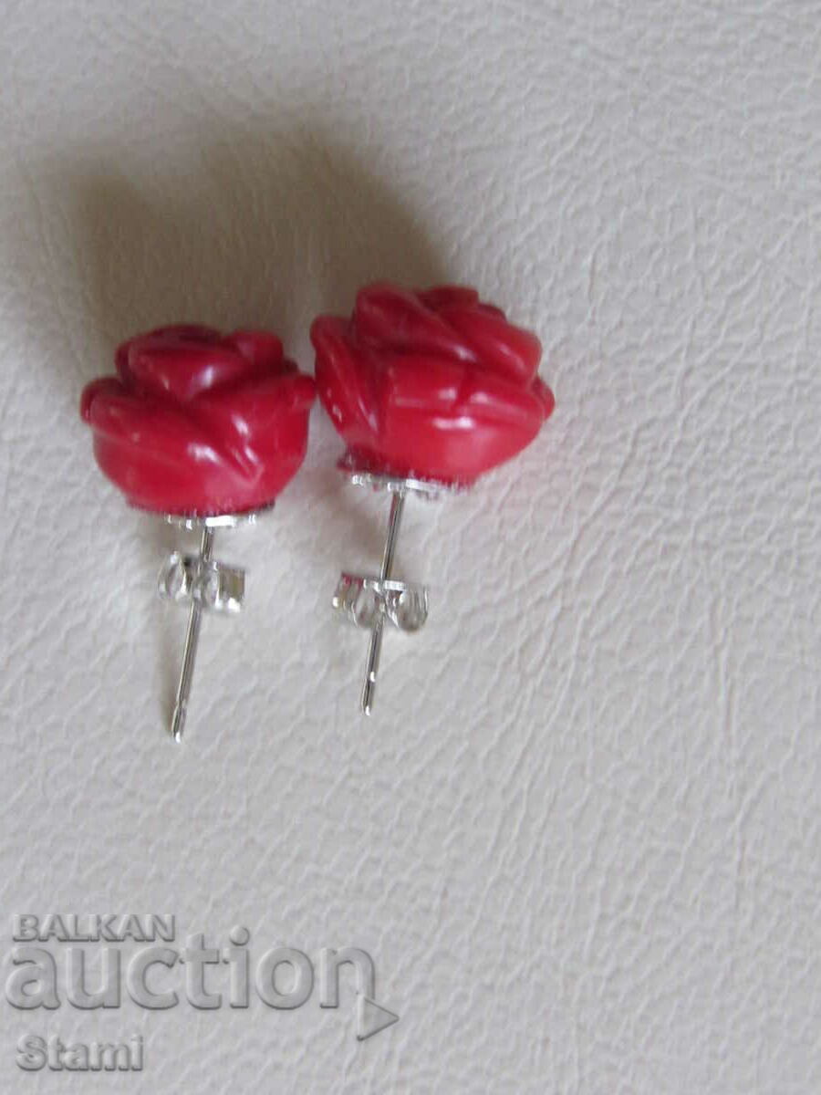 Coral rose earrings, new - 6 Coral rose earrings, new - 6