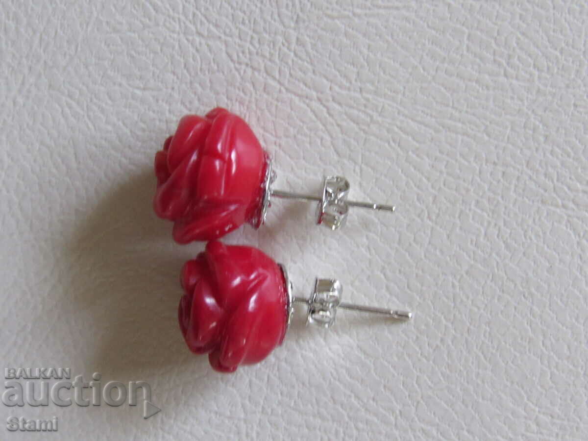 Coral rose earrings, new - 7 Coral rose earrings, new - 7