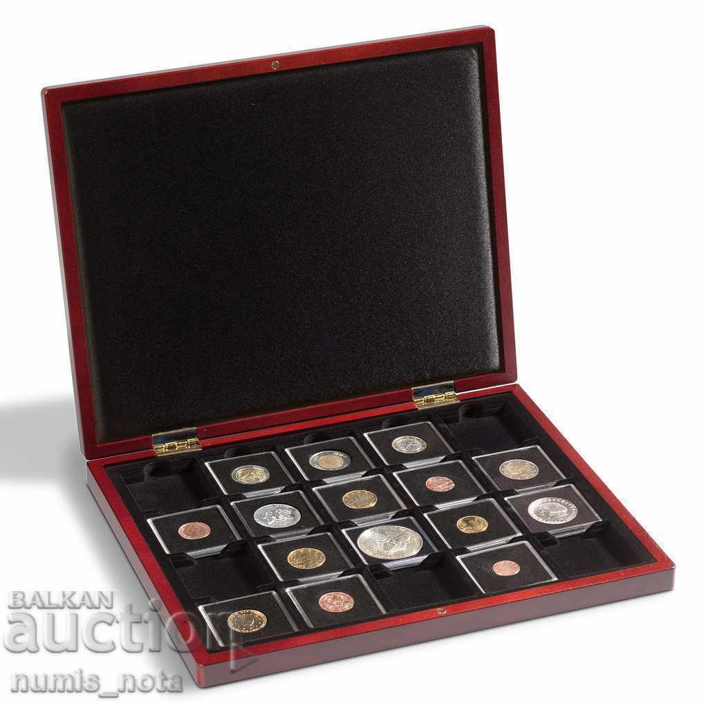 caseta de lux din lemn Volterra 20 de monede în capsule