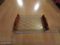 Old sideboard tray glass and wood