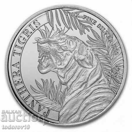 Silver 1 oz Tiger /Pantera tigris/ - Λάος 2022