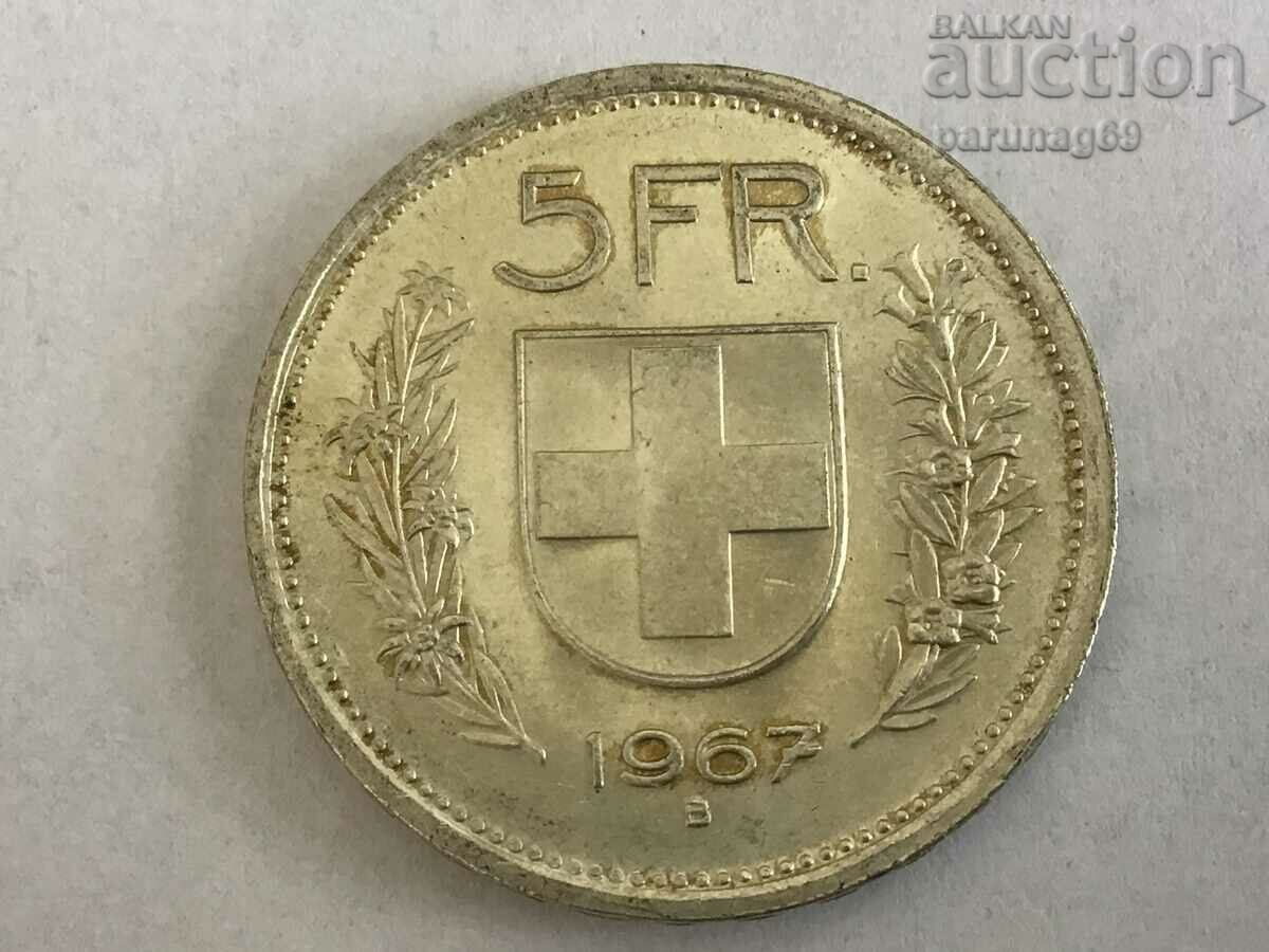 Швейцария 5 франка 1967 година (OR.2) Сребро 0.835