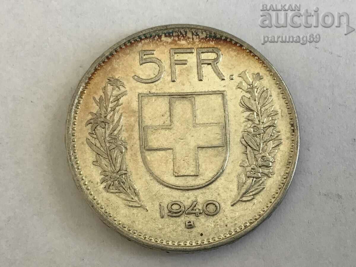 Ελβετία 5 Φράγκα 1940 (OR) Ασήμι 0,835
