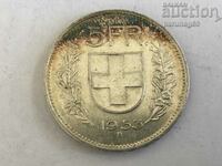 Швейцария 5 франка 1953 година (OR) Сребро 0.835
