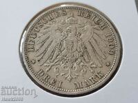 3 Marks 1909 A Prussia Germany Rare Silver Coin