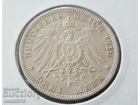 3 марки 1910 А Прусия Германия Рядка Сребърна монета