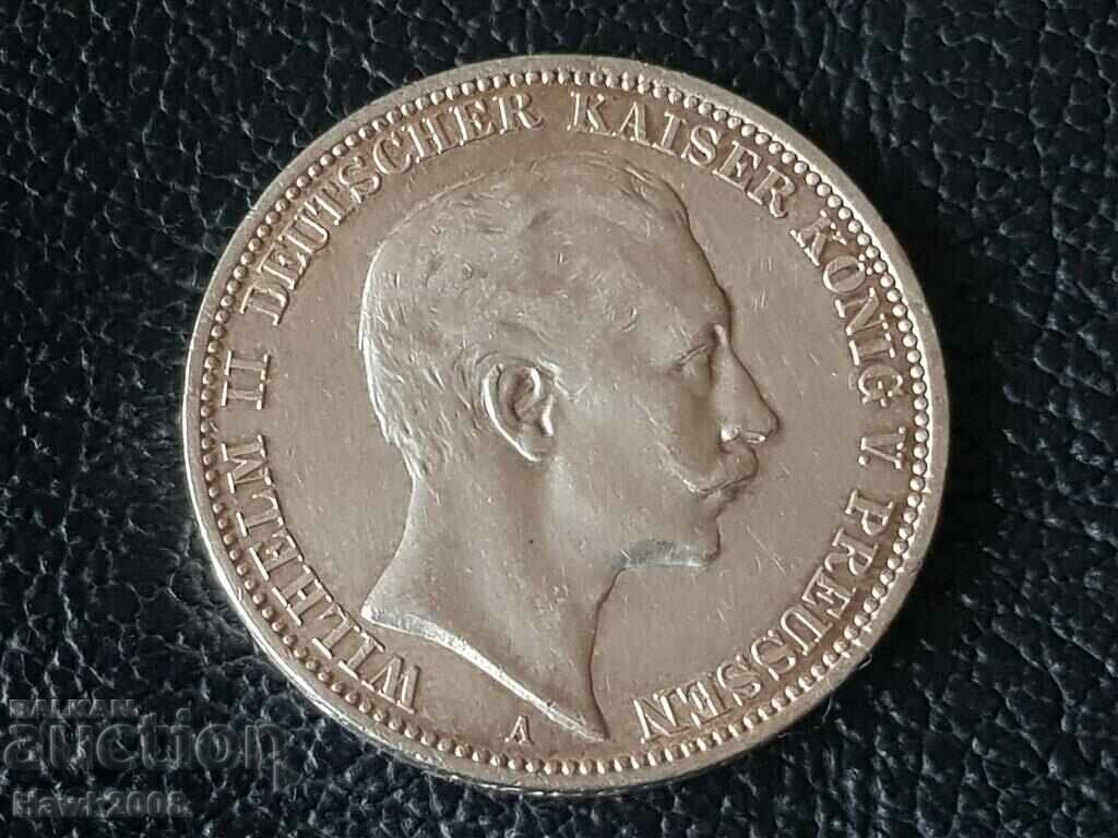 3 марки 1912 А Прусия Германия Рядка Сребърна монета