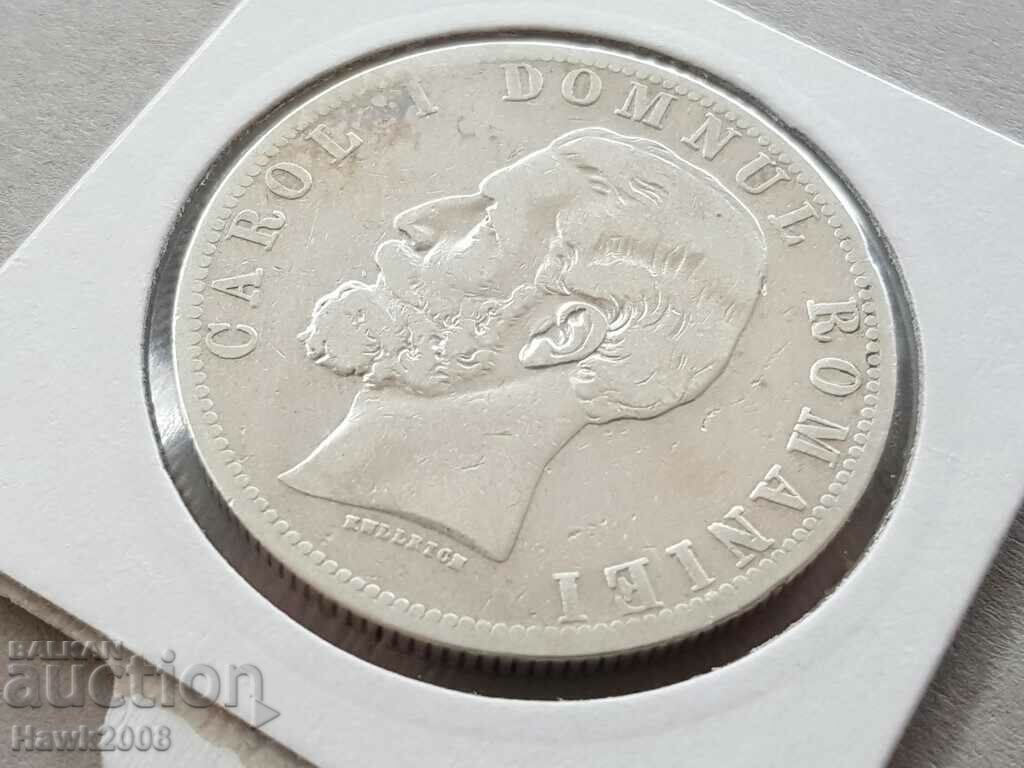5 lei 1881 Kingdom of Romania CAROL 1 Σπάνιο ασημένιο νόμισμα - 5 5 lei 1881 Kingdom of Romania CAROL 1 Σπάνιο ασημένιο νόμισμα - 5