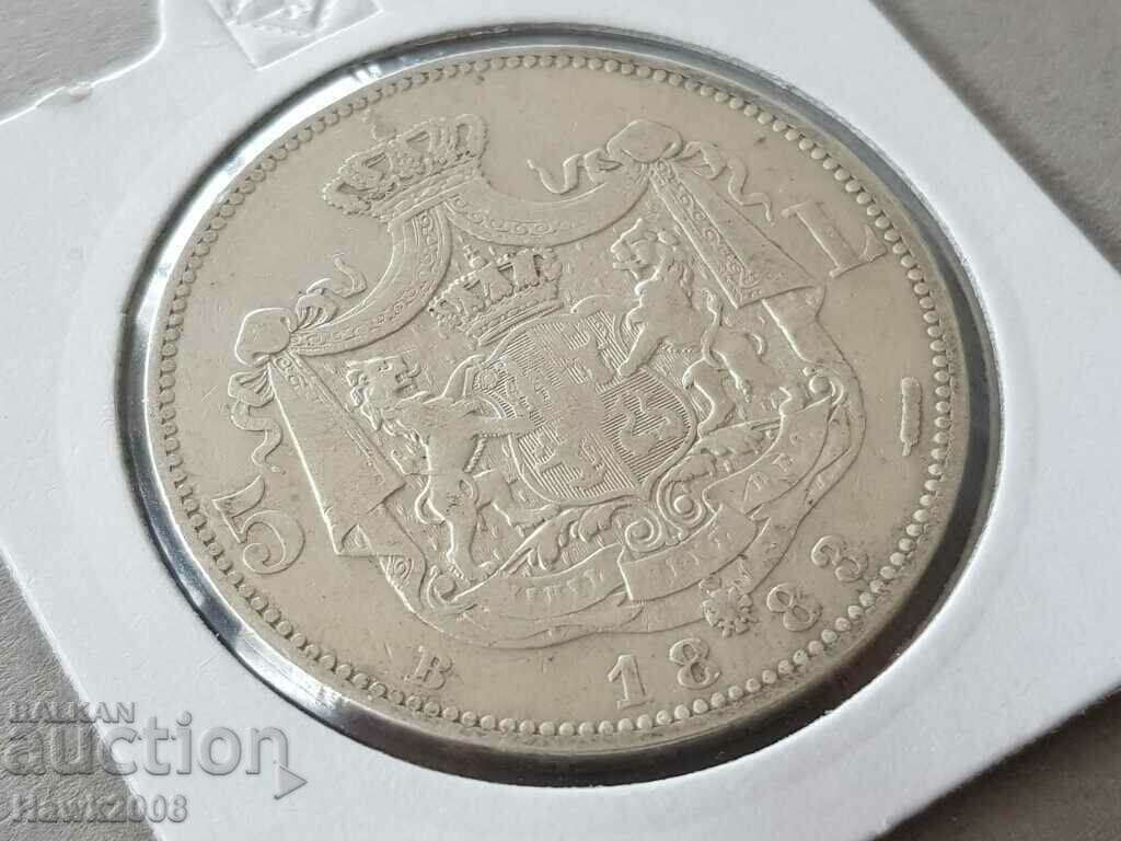 Δημοπρασία 5 lei 1883 Kingdom of Romania CAROL 1 Σπάνιο ασημένιο νόμισμα