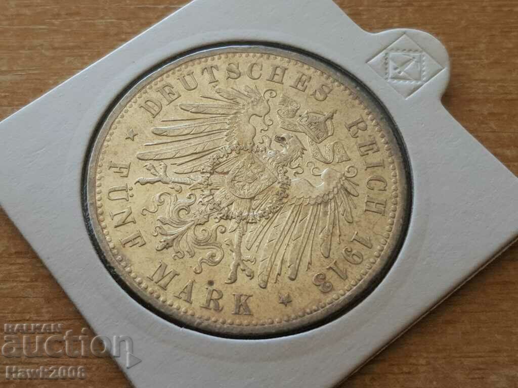 5 Marks 1913 A Prussia Germany Rare Silver Coin STAMP with price 260.00 BGN | € 132.94 5 Marks 1913 A Prussia Germany Rare Silver Coin STAMP with price 260.00 BGN | € 132.94