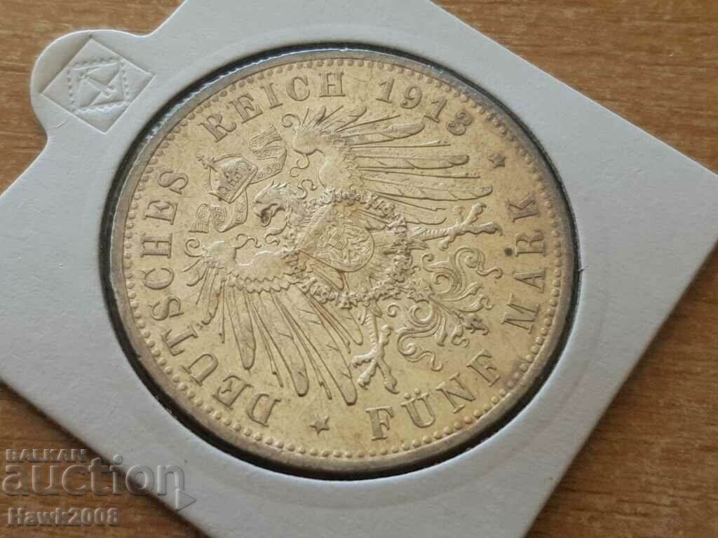 Auction 5 Marks 1913 A Prussia Germany Rare Silver Coin STAMP Auction 5 Marks 1913 A Prussia Germany Rare Silver Coin STAMP