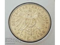 5 Marci 1913 O monedă de argint rară a Prusiei, Germania