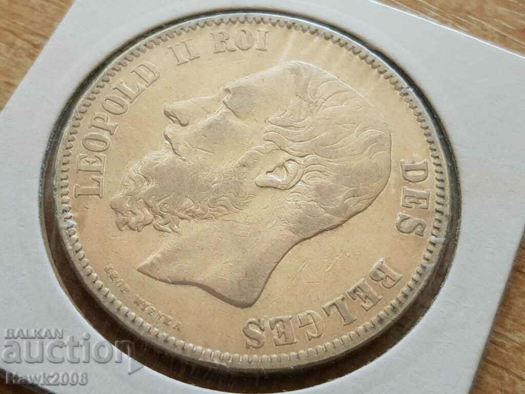 5 Franc Belgium 1869 silver coin in SUPER condition - 5 5 Franc Belgium 1869 silver coin in SUPER condition - 5