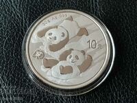 30 grame 10 yuani Panda 2022 China 1 oz monedă de ARGINT