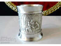 Ceașcă din cositor pentru rachiu, tavernă, nuntă