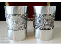 Glasses, tin mugs in honor of the Miners, 2 pieces.