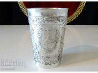 Чаша от калай за вино,рицар,крепост.