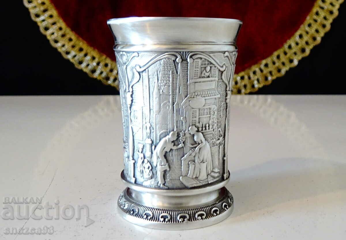 Pewter Rakia Cup, The Eternal Bridegroom, Carl Spitzweg Pewter Rakia Cup, The Eternal Bridegroom, Carl Spitzweg