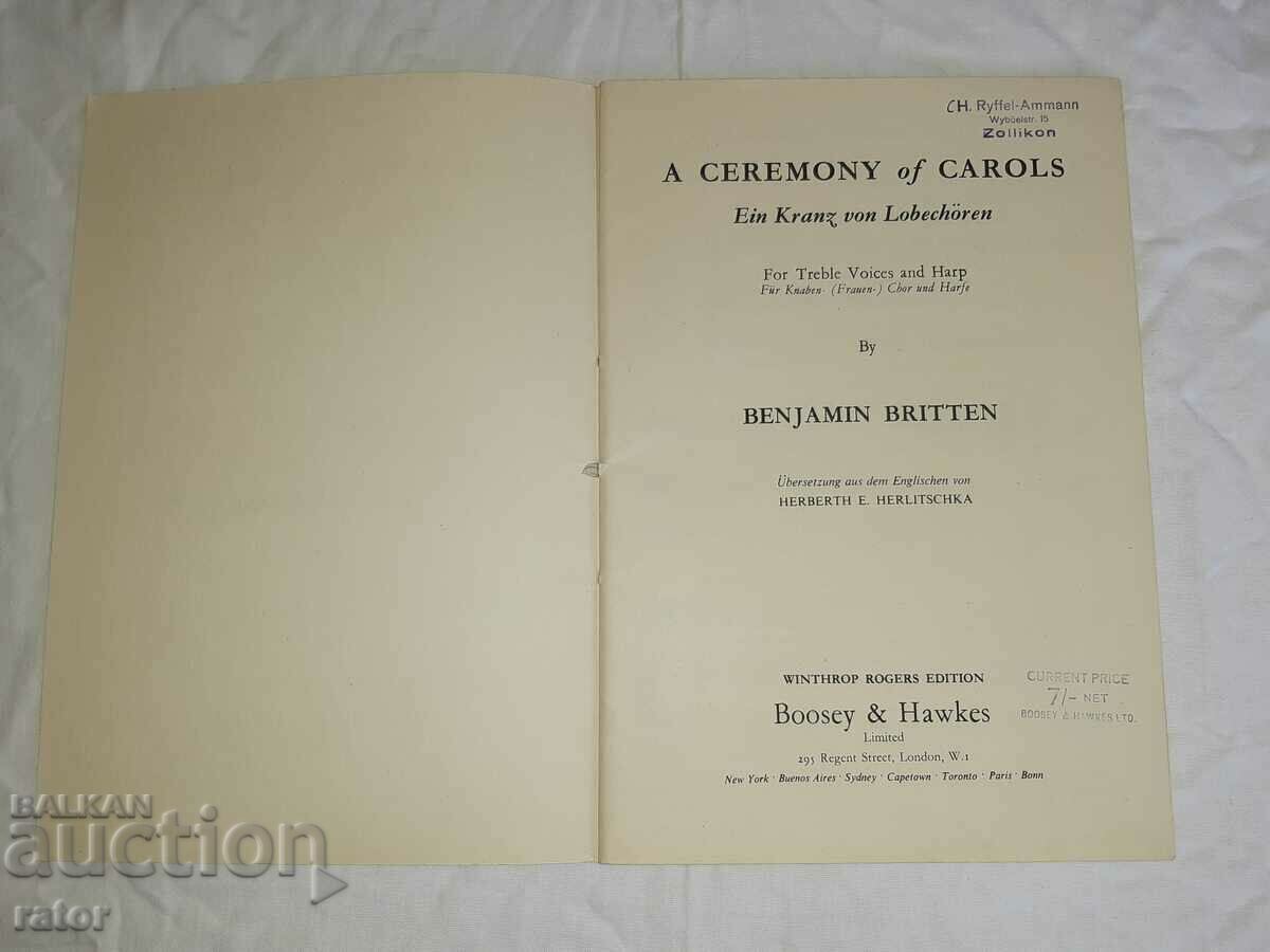 Old scores, sheet music, schools, sheet music BENJAMIN BRITTON with price 10.00 BGN | € 5.11 Old scores, sheet music, schools, sheet music BENJAMIN BRITTON with price 10.00 BGN | € 5.11