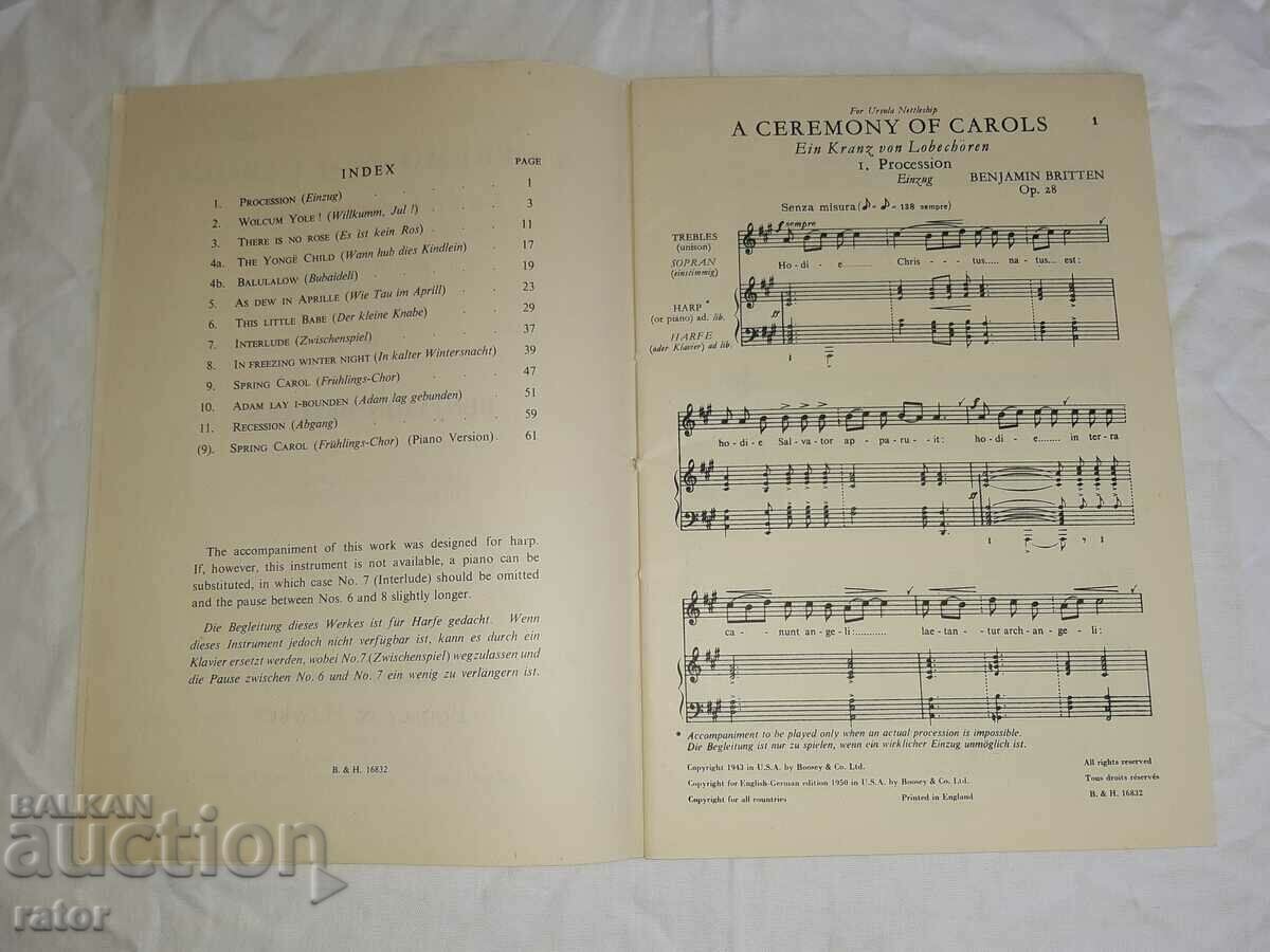Auction Old scores, sheet music, schools, sheet music BENJAMIN BRITTON Auction Old scores, sheet music, schools, sheet music BENJAMIN BRITTON
