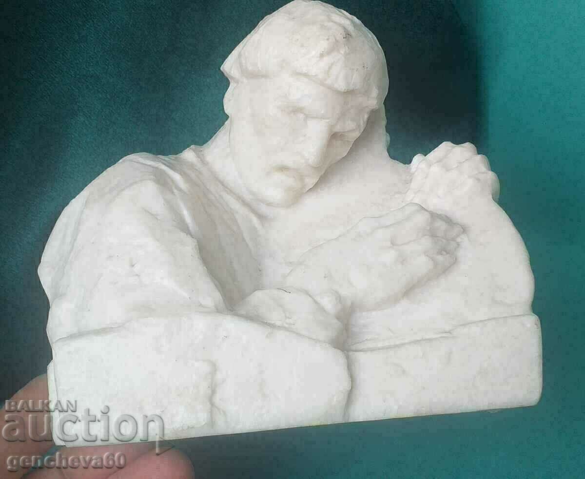RARE Author's sculpture, alabaster bust