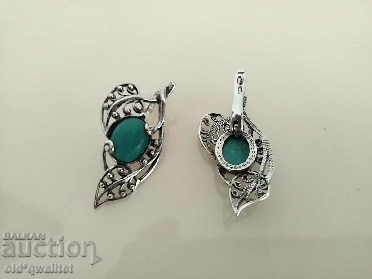 Auction SILVER EARRINGS with Turquoise, SILVER 835 Auction SILVER EARRINGS with Turquoise, SILVER 835