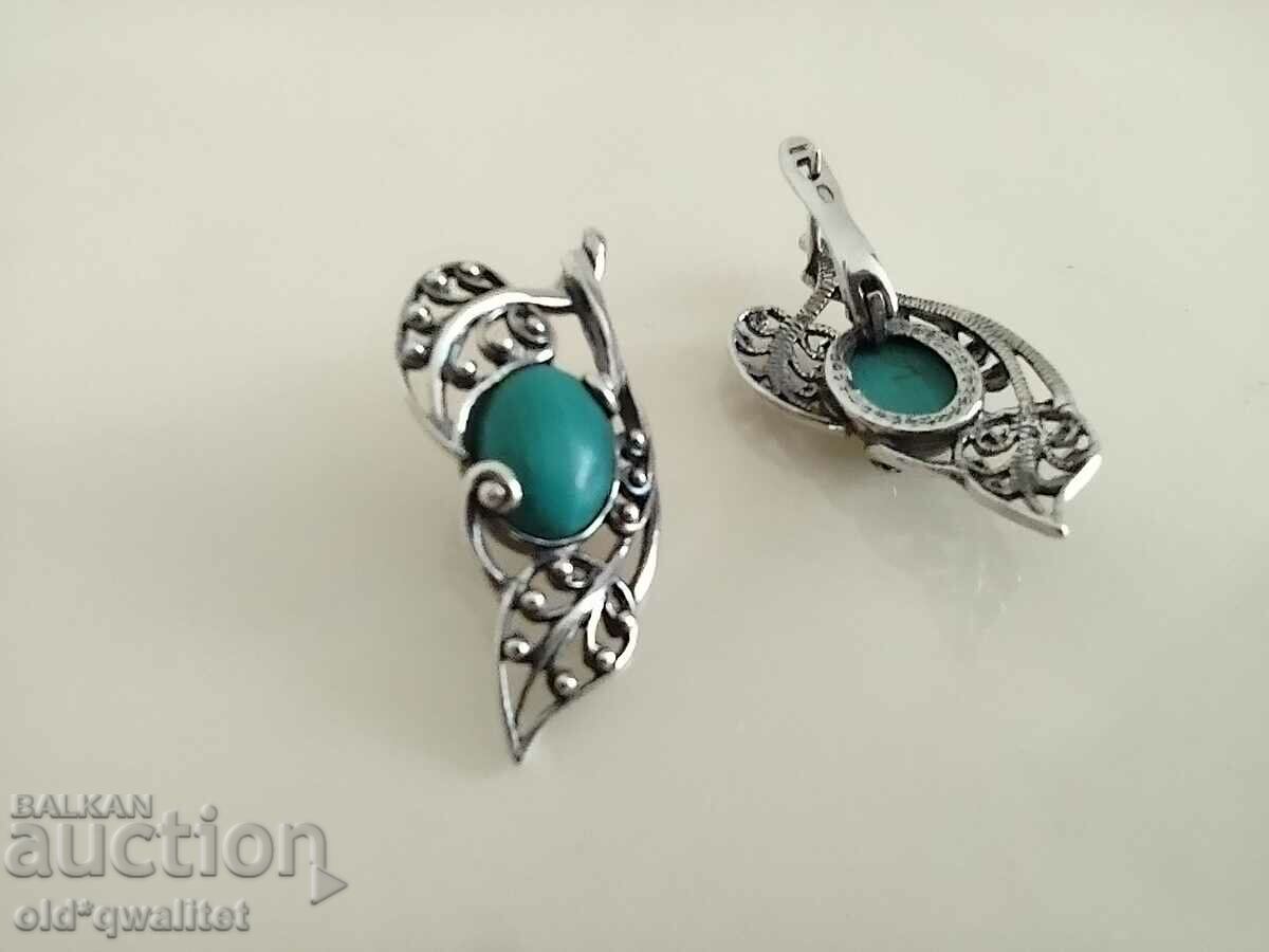 Delivery of SILVER EARRINGS with Turquoise, SILVER 835 Delivery of SILVER EARRINGS with Turquoise, SILVER 835