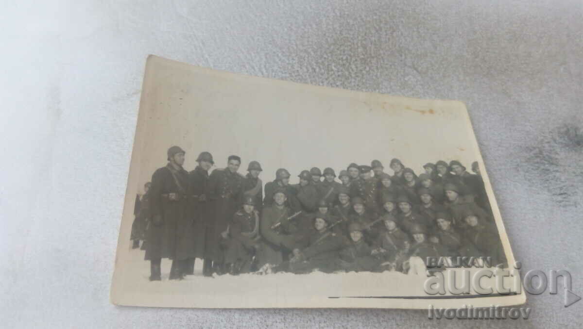 Photo Veliko Tarnovo Soldiers with helmets in the winter of 1954