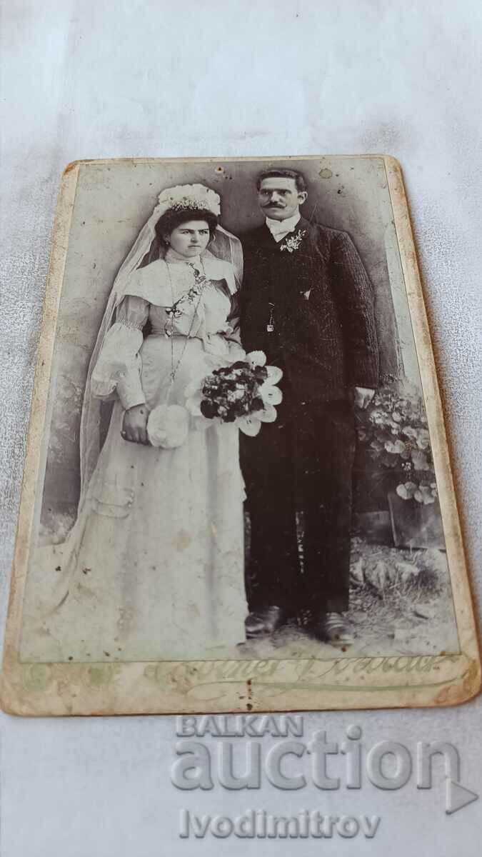 Foto Proaspăt căsătoriți Pirdopi 1904 Carton