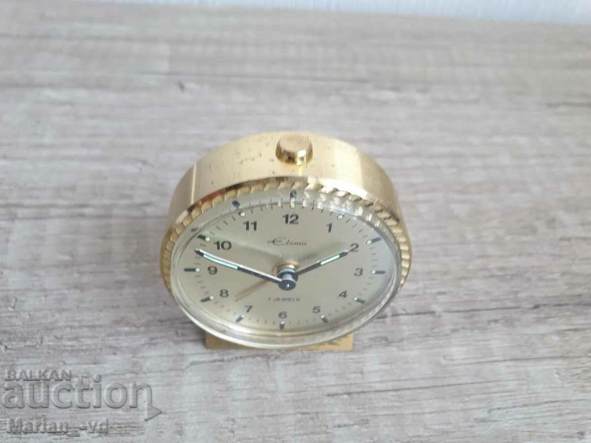 Delivery of Old German mini alarm clock ELOMA, 7 JEWELS Delivery of Old German mini alarm clock ELOMA, 7 JEWELS