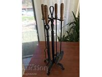 WROUGHT IRON FIREPLACE STAND WITH ACCESSORIES