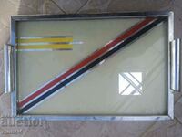 Art Deco painted glass tray